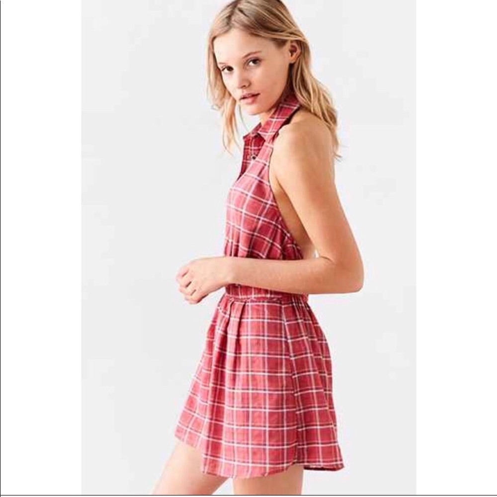 Cooperative Plaid Collared Romper